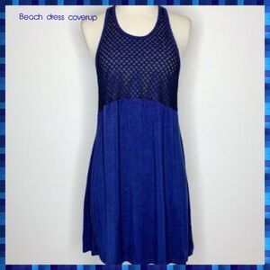 Beach Break Navy Blue Cover Up Dress Mesh Racer back Medium Summer